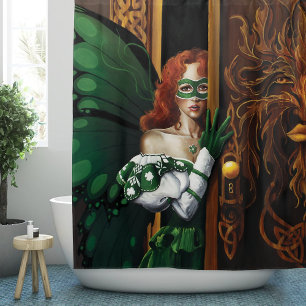 Mystical Green Celtic Fairy Secret Password Irish Shower Curtain