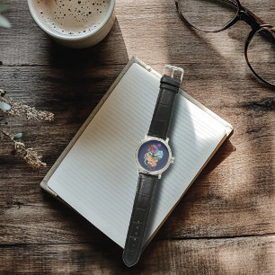 Mystical Green Chinese Dragon Floral Navy Blue Watch