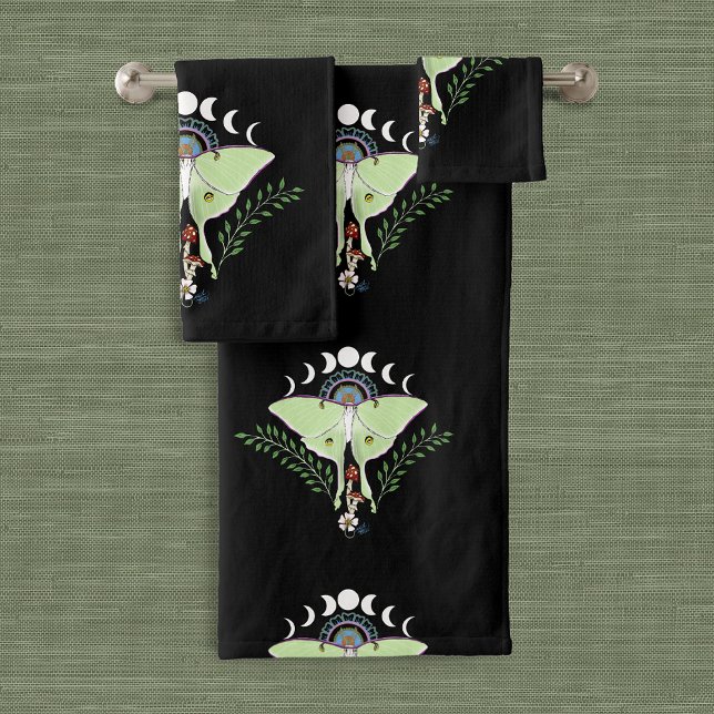 Mystical Green Ethereal Luna Moth Celestial Bath Towel Set (Creator Uploaded)