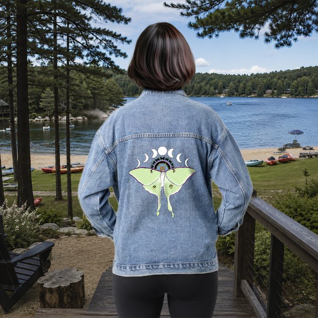 Mystical Green Ethereal Luna Moth Celestial Denim Jacket (Creator Uploaded)