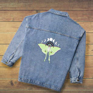 Mystical Green Ethereal Luna Moth Celestial Denim Jacket