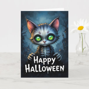 Mystical Green Eyed Cat Halloween Enchanting Felin Card