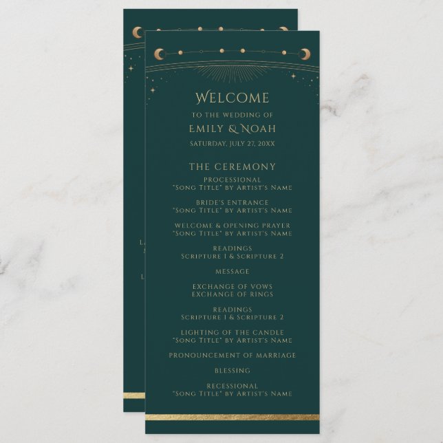 Mystical Green Gold Sun Moon Astronomy Space Program (Front/Back)