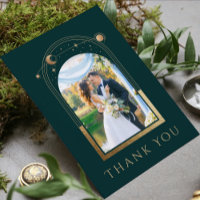 Mystical Green Gold Sun Moon Stars Photo Wedding