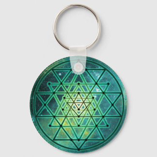 Mystical Green Sri Yantra Key Ring