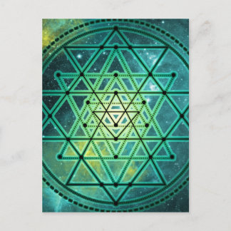 Mystical Green Sri Yantra Postcard
