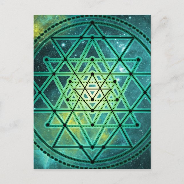Mystical Green Sri Yantra Postcard (Front)
