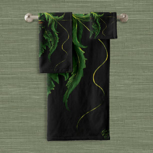 Mystical Greenman Forest Spirit Leaf Face Fantasy Bath Towel Set