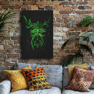 Mystical Greenman Forest Spirit Leaf Face Fantasy Canvas Print