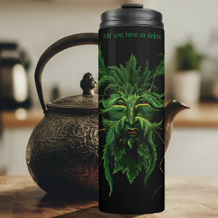 Mystical Greenman Forest Spirit Leaf Face Fantasy Thermal Tumbler