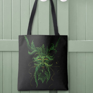 Mystical Greenman Forest Spirit Leaf Face Fantasy Tote Bag