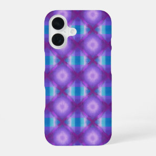Mystical Grid Magenta and Turquoise Geometric  iPhone 16 Case