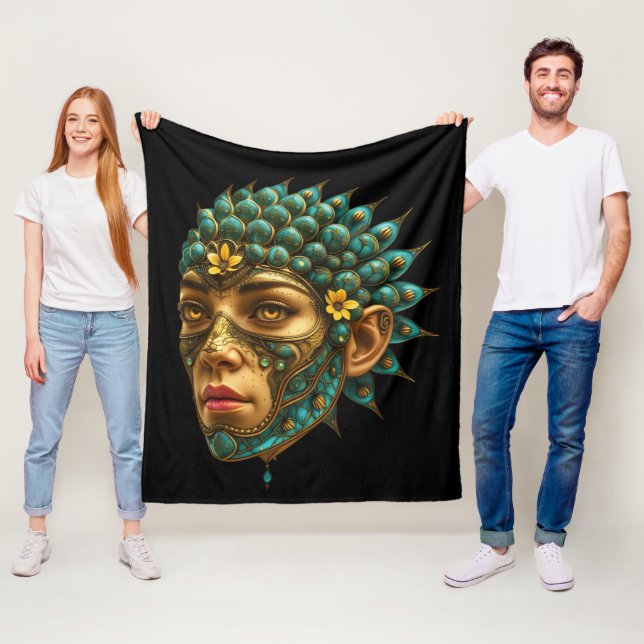 Mystical Guardian Vision - Fantasy Graphic Art Fleece Blanket (In Situ)