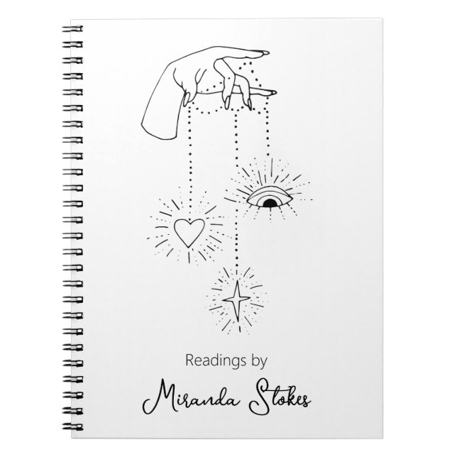 Mystical Hand Celestial Magick Black & White Notebook (Front)