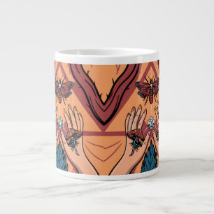 Mystical Hands Offering Fungi to Moth Spirit Large Coffee Mug