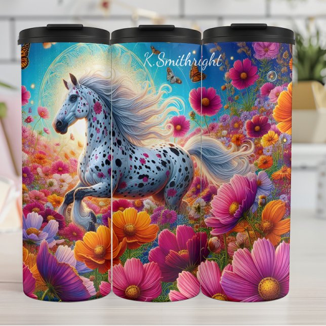 Mystical Horse Blooming Flower Garden Thermal Tumbler (Creator Uploaded)