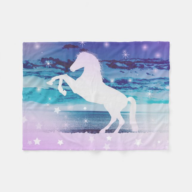 Mystical Horse Fleece Blanket (Front (Horizontal))