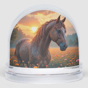 Mystical Horse in Flower Field Snowglobe