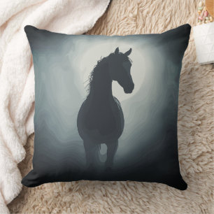 Mystical Horse Silhouette Enchanted Night Wall Art Cushion
