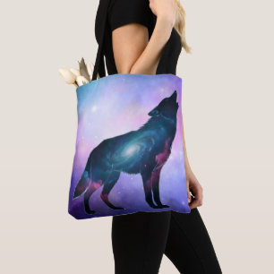 Mystical Howling Wolf Silhouette Tote Bag
