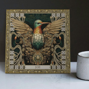 Mystical Hummingbird Tribal Jewel Tribute Ceramic Tile
