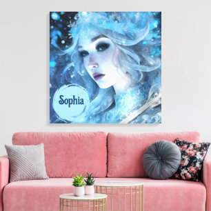 Mystical Ice Queen - Fantasy Winter Goddess Art Canvas Print