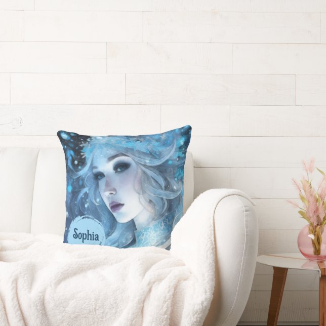 Mystical Ice Queen - Fantasy Winter Goddess Art Cushion (Couch)