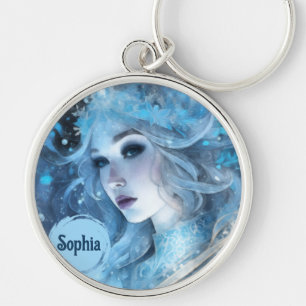 Mystical Ice Queen - Fantasy Winter Goddess Art Key Ring