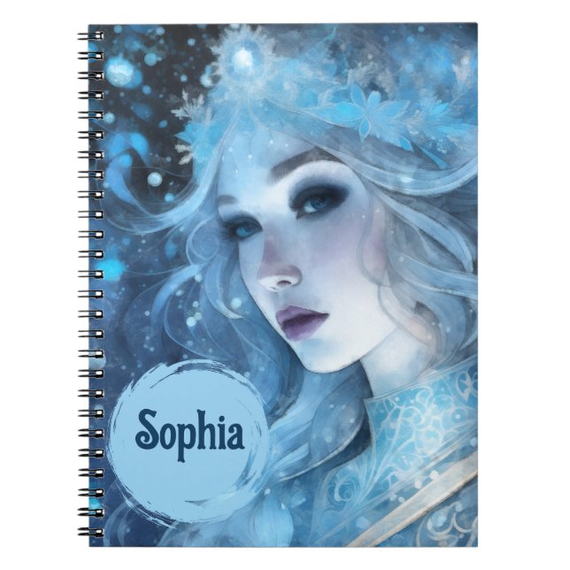 Mystical Ice Queen - Fantasy Winter Goddess Art Notebook (Front)