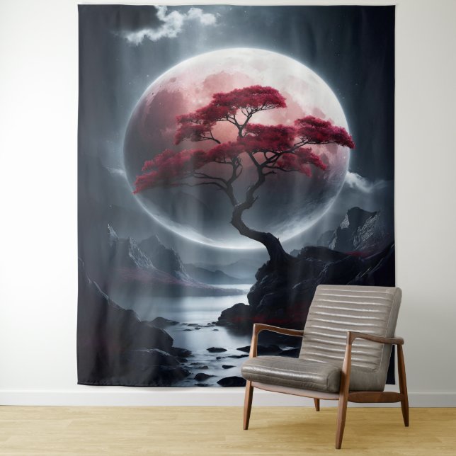 Mystical Japanese Style Pink Tree  Tapestry (In Situ)