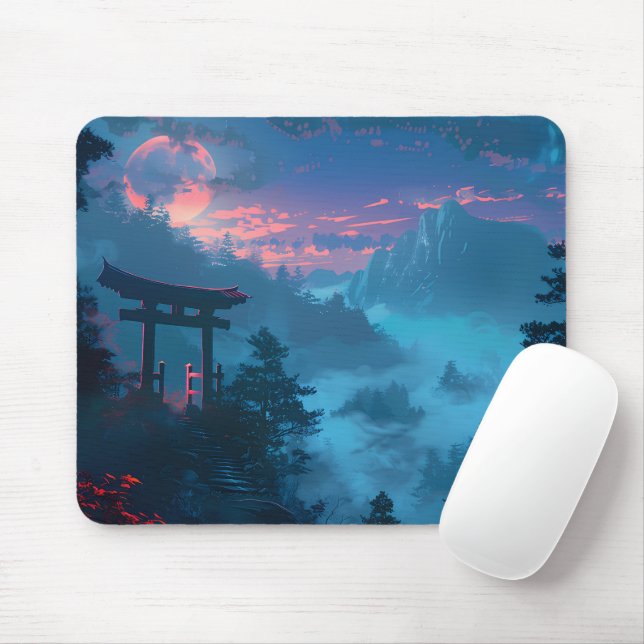 Mystical Japanese Torii Gate Mouse Pad (With Mouse)