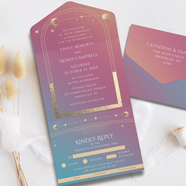 Mystical Jewel Gold Celestial Sun Moon Stars All In One Invitation (Creator Uploaded)