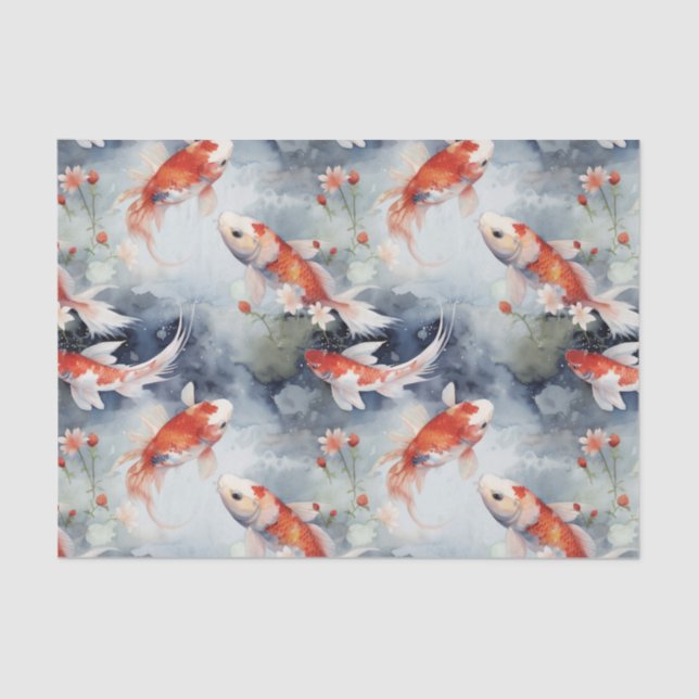 Mystical Koi Fish Pond Decoupage Tissue Paper (Front)