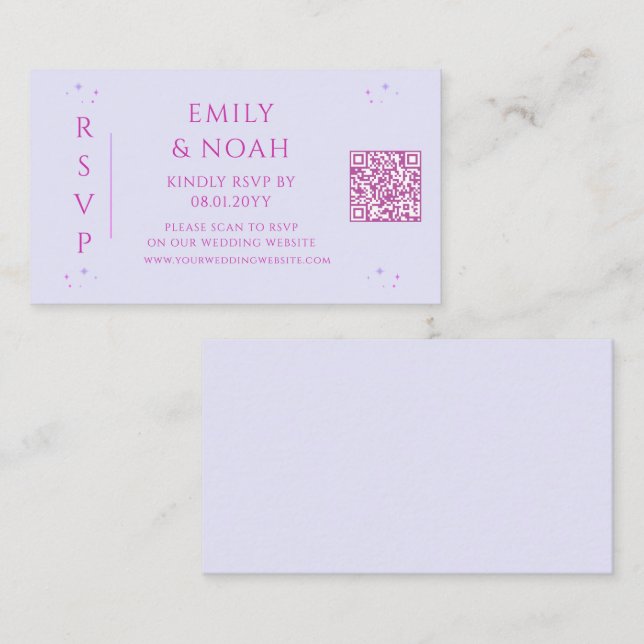 Mystical Lavender Pink Budget QR Code RSVP Enclosure Card (Front/Back)