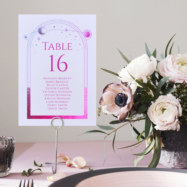 Mystical Lavender Pink Sun Moon Astronomy Wedding Table Number (Creator Uploaded)