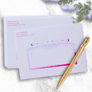 Mystical Lavender Pink Sun Moon Stars Wedding Envelope