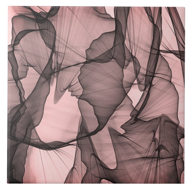 Mystical Layer of Chiffon Scarves Black N Pink Ceramic Tile (Front)