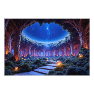 Mystical levitating trees in a surreal garden photo print