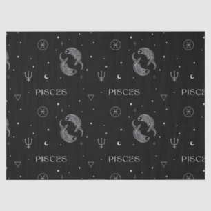Mystical Libra Zodiac Pattern in Black and White Tissue Paper