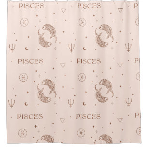 Mystical Libra Zodiac Pattern in Brown & Burgundy Shower Curtain