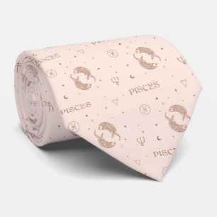 Mystical Libra Zodiac Pattern in Brown & Burgundy Tie