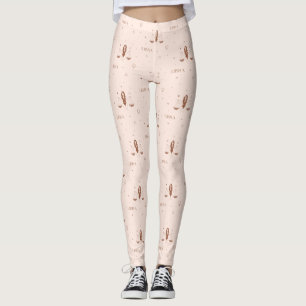 Mystical Libra Zodiac Pattern in Pink and Brown Leggings