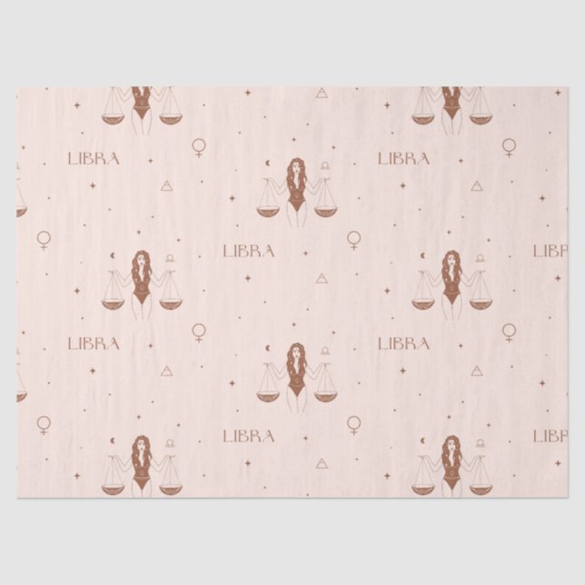 Mystical Libra Zodiac Pattern in Pink and Brown Tissue Paper (Front)