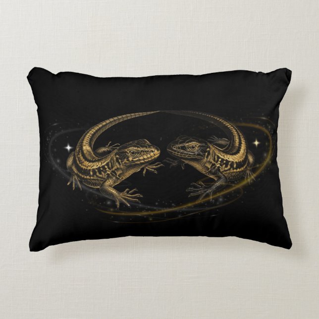 Mystical Lizards and Halo Rectangular Pillow (Front)