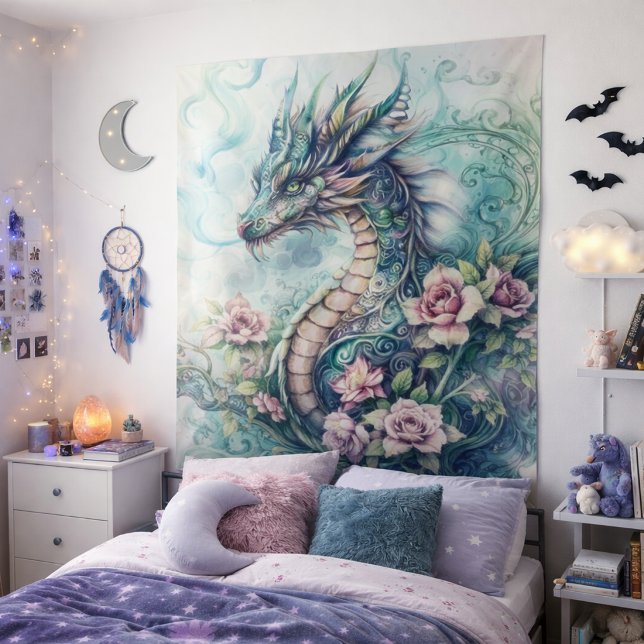 Mystical Lotus Dragon  Tapestry (Creator Uploaded)
