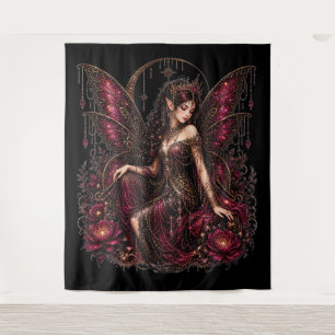 Mystical Lotus Fairy Art Tapestry
