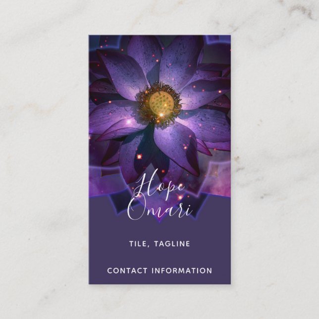 Mystical Lotus Flower Mandala | New Age Business Card (Front)