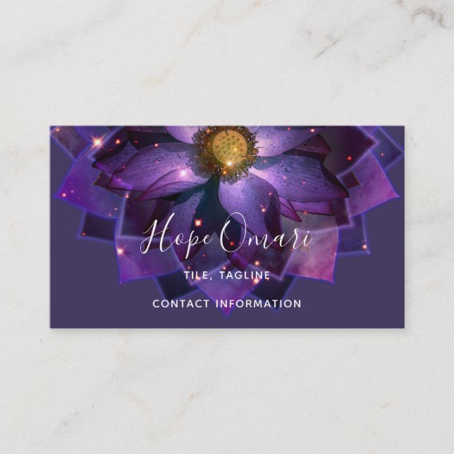 Mystical Lotus Flower Mandala | New Age Business Card (Front)