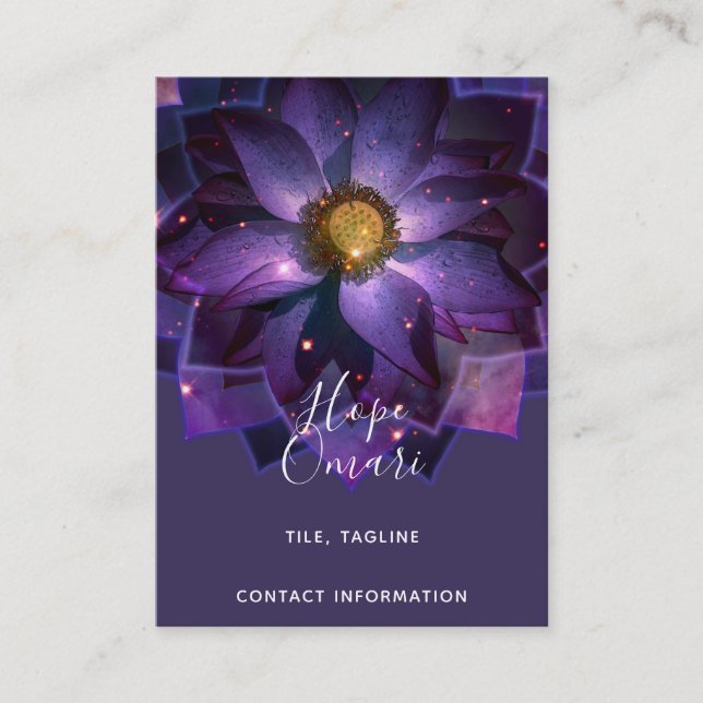 Mystical Lotus Flower Mandala | New Age Business Card (Front)