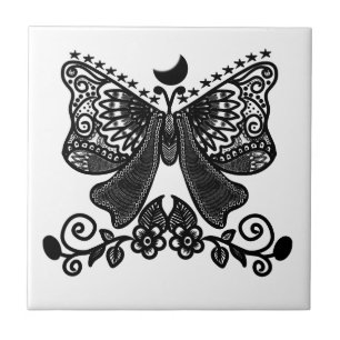Mystical Luna Moth   Celestial Gothic Insect Art   Ceramic Tile